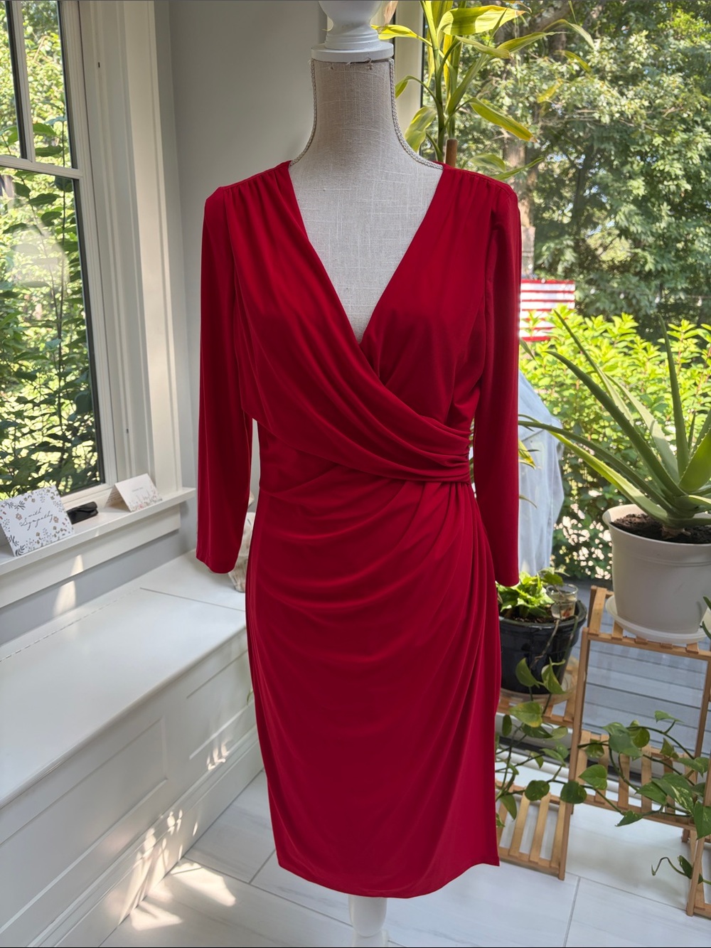 LAUREN Ralph Lauren Red Wrap-Front Women's Dress